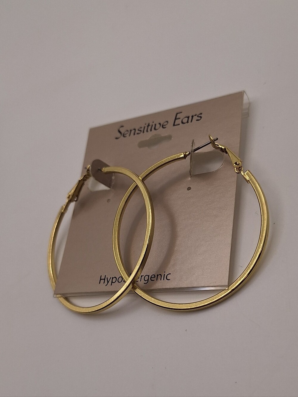 NWT Gold Tone Large Hoop Earrings Hypoallergenic Sensitive Ears